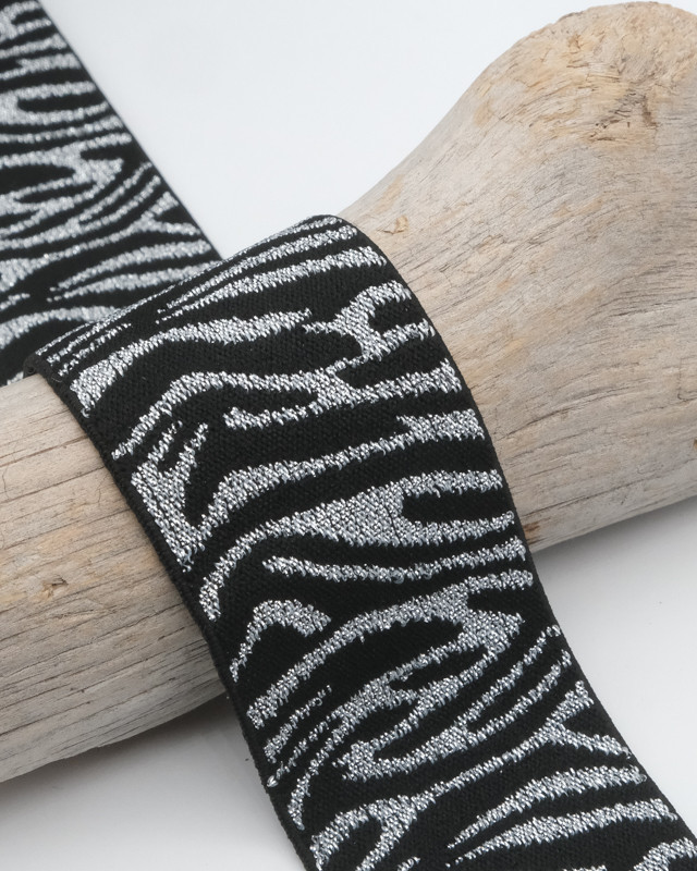 40MM Silver and Black Tiger Lurex Elastic Design